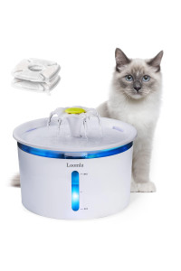 Loomla cat Water Fountain, 85oz25L Pet Water Fountain Indoor, Automatic Dog Water Dispenser with Switchable LED Lights, 2 Replacement Filters for cats, Dogs, Pets (White)