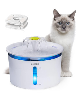 Loomla cat Water Fountain, 85oz25L Pet Water Fountain Indoor, Automatic Dog Water Dispenser with Switchable LED Lights, 2 Replacement Filters for cats, Dogs, Pets (White)