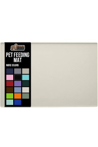 Gorilla Grip Silicone Pet Feeding Mat, Waterproof, 28x18, Easy Clean in Dishwasher, Raised Edges to Prevent Spills, Dogs and Cats Placement Tray to Stop Food and Water Bowl Messes on Floor, Cream