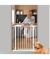 Vothco Narrow Baby gate 29 to 34 Inch Wide Openings for Doorways Stairs Pet Dog gate Pressure Mount Auto close White Metal Safety gate