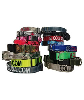 Northern Safari Personalized 1" Webbing Dog Collars with 1 Logo Customized on CAMO and Solid Webbing. Ships Under 24 HRS!