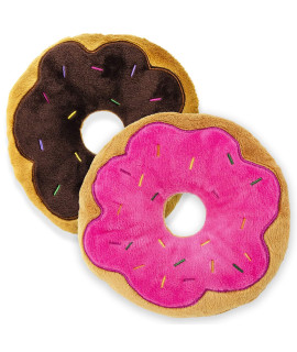 Giftable World 6 Inch Plush Pet Toy 2 Assorted Donuts with Squeakers Dog Chew Toy