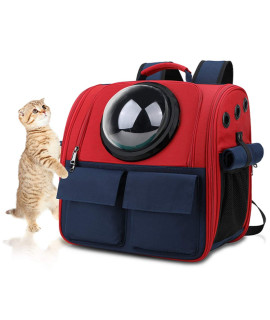 Weitars Cat Carrier Backpack Bubble,Waterproof Handbag Backpack for Cat and Small Dog,Airline Approved Pet Backpack Carrier (Red)
