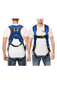 Ateret Fall Protection 5Pt Safety Harness, Dorsal D-Ring, Quick-Connect Buckle, Grommet Legs, Sewn In Back Pad I Osha Ansi Compliant Personal Equipment (Blue - Universal)