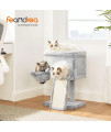 FEANDREA Cat Tree, Small Cat Condo with Padded Perch, Basket, Cat Activity Center with Large Scratching Board, Cat Cave, Light Gray UPCT120W02