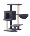 FEANDREA Cat Tree, Small Cat Tower, 33.1-Inch Cat Condo with Basket, Cat Cave, Removable Washable Cover for Top Perch, for Small Spaces, Smoky Gray UPCT142G01