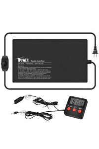 iPower 8"x18" Under Tank Warmer Heating Mat Terrarium Heat Pad with Temperature Adjustable Controller, Thermometer and Hygrometer with Temperature and Humidity Probe for Amphibian and Reptile
