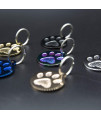 Engraved Pet Tag for Dogs and Cats - Personalized Front & Back up to 8 Lines of Text Custom Engraved ID, Round Paw Print Solid Plating Stainless Steel in 5 colors: Gold, Rose Gold, Blue, Black, Nebula