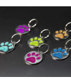 Engraved Pet Tag for Dogs & Cats - Personalized with 4 Lines of Custom Engraved ID, Round Paw Print Stainless Steel Enameled in 6 Colors: Ocean Blue, Aquamarine, Deep Pink, Magenta, Pale Green, Amber