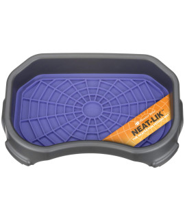 Neater Pets - Neat-LIK with Mess-Proof Tray Keeps Floors Clean - Slow Feeding Pad for Dogs & Cats - Relieves Anxiety & Cures Boredom - Fill Licking Pad with Treats & Food (Purple & Gunmetal)