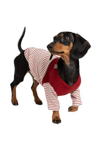 BLOOMING PET Vivid Striped Cotton T-Shirt with Short Sleeves for Dog All Breeds | Soft Warm Breathable Comfy Stretchable Clothes Outfit Boy Girl (Red, 2XL)