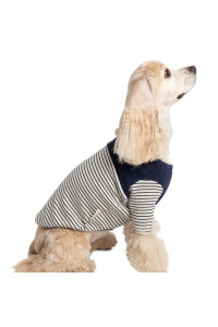 BLOOMING PET Vivid Striped Cotton T-Shirt with Short Sleeves for Dog All Breeds | Soft Warm Breathable Comfy Stretchable Clothes Outfit Boy Girl (Navy, 2XL)