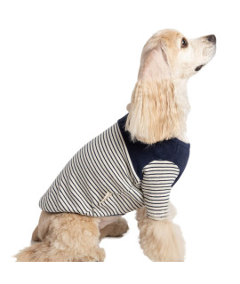 BLOOMING PET Vivid Striped Cotton T-Shirt with Short Sleeves for Dog All Breeds | Soft Warm Breathable Comfy Stretchable Clothes Outfit Boy Girl (Navy, 2XL)
