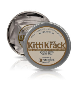 TWINcRITTERS KittiKrack Rock Organic Silvervine catnip Substitute for cats Kittens All-Natural Wild Harvested Silvervine granules 4 Refills for TWINcRITTERS Refillable Plush cat Toys 10g
