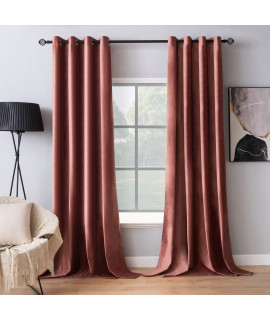 Miulee Elegant Velvet Curtains Dusty Rose Pink Grommet Curtains Thermal Insulated Soundproof Room Darkening Blackout Curtainsdrapes For Girls Ladys Living Roombedroom Decor 52 X 90 Inch 2 Panels
