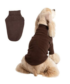 BLOOMING PET Plain Turtleneck Pullover T-Shirt with Short Sleeves Sweatshirt for Medium Dog | Warm Thick Cold Weather Clothes | Soft Breathable Comfy Stretchable | Fall Winter Thanksgiving (Brown, M)