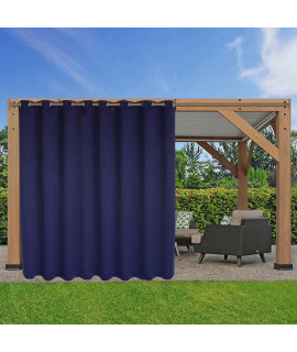 LORDTEX Waterproof IndoorOutdoor curtains for Patio - Thermal Insulated, Sun Blocking Blackout curtains for Bedroom, Porch, Living Room, Pergola, cabana, 105 x 120 inch, Navy, Set of 2 Panels