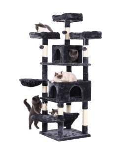 Bewishome Cat Tree 663 Inch Multi-Level Large Cat Tower With Plush Top Perches, Sisal Scratching Post Cat Play House Kitty Activity Center Mmj14H