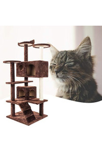 volflashy 52" Cat Tree,Multi-Level Cat Tower,Condo Furniture Pet Play House,with Sisal-Covered Scratching Posts,Kittens Activity (Brown)