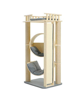 Zxcvasdf Cat Tree Cat Tower With Scratching Posts Multi-Level Cat Condo With Hammock Cat House Furniture With Removable Mats Activity Center Play House