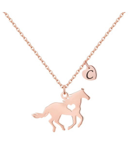 MONOOc Horse Jewelry for girls, girls Horse Necklace c Necklace Initial Heart Letter Necklace Horse Necklaces for girls Horse Initial Necklace for Daughter Horse Jewelry gifts for girls