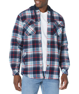Legendary Whitetails Mens camp Berber Lined Hooded Flannel Shirt Jacket, Night River Plaid, 5X-Large
