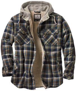 Legendary Whitetails Mens Big Tall camp Night Berber Lined Hooded Flannel Shirt Jacket, Multicolor, 4X-Large Tall