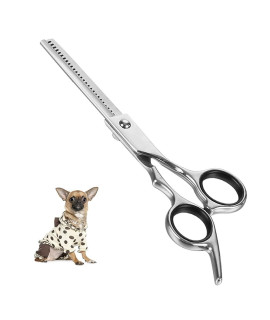 chibuy Dog grooming Scissors 4cR Stainless Steel Pet Thinning Shears for Dogs and cats, Heavy-duty titanium coated Home Dog Thinning Scissors, Size 67