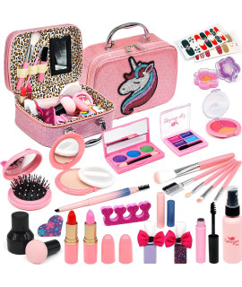 Kids Makeup Kit For Girl - Kids Makeup Kit Toys For Girls Washable Real Make-Up Kit Toy For Little Girls, Toddler Make Up Non-Toxic Cosmetic Set Age 3-12Year Olds Child Birthday Gift