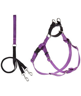 2 Hound and 2 Top Hooks Design Freedom No Pull Dog Harness with Safety and Comfortable Purple