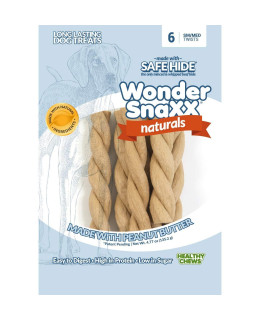 Wonder Snaxx Naturals Peanut Butter Stixx Made from Whipped Rawhide SmMed 6 Stixx