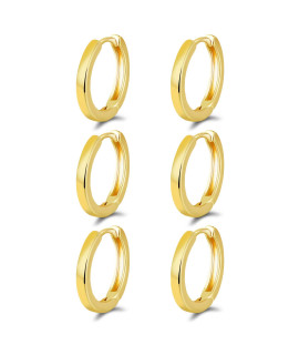 Micuco Small Hoop Earrings For Women 14K Gold Plated Hoop Huggie Earrings For Men Hypoallergenic Earrings Tiny Cartilage Ear Jewelry For Women 14K Gold Plated 10Mm 10Mm 10Mm