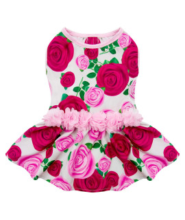 Kyeese Dogs Dresses Floral Rose With Flowers Decor Elegant Princess Doggie Dress For Small Dogs Spring Summer Puppy Dress Dog Clothes