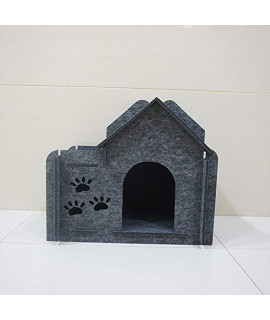 AOYMEI Felt Cat House Indoor Cat Cave Pets Condo with Sleeping Bed (Grey)