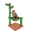 Catinsider 31" Cactus Cat Tree with Hammock and Full Wrapped Sisal Scratching Post for Small Cats Only Green Medium
