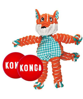 KONG - Floppy Knots Fox and 2 Signature Balls - for Large Dogs