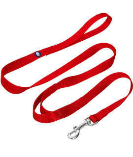 Blueberry Pet Essentials Durable Classic Dog Leash 5 Ft X 34, Rouge Red, Medium, Double Handle Leashes For Dogs