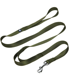 Blueberry Pet Essentials Durable Classic Dog Leash 4 Ft X 1, Military Green, Large, Double Handle Leashes For Dogs