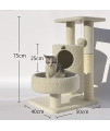 Mohan 0801 Small Beige Tree Space Condo Tower with Scratching Post 3 Tier Big Perch Large Adult cat