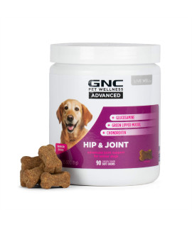 GNC Pets Advanced Dog Hip & Joint Dog Supplements | 90 Ct Soft Chew Dog Supplements for Senior Dogs Hip & Joint Health | Easy to Chew and Great Tasting Senior Dog Hip Supplements - Made in the USA