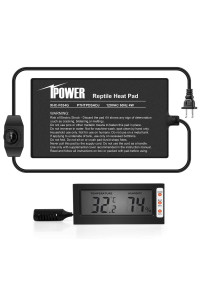 iPower 4x7 Reptile Heat Mat Under Tank Warmer Terrarium Heater Heating Pad with Temperature Adjustable controller, Digital Thermometer and Hygrometer with Humidity Probe for Amphibian, Pet