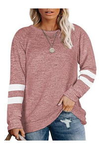 Dolnine Plus Size Sweatshirts For Women Winter Long Sleeve Tops Shirts Pink-16W