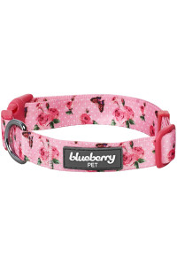 Blueberry Pet Spring Scent Inspired Garden Flower Pink Adjustable Dog Collar In Polka Dot, Large, Neck 18-26