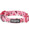Blueberry Pet Spring Scent Inspired Garden Flower Pink Adjustable Dog Collar In Polka Dot, Medium, Neck 145-20