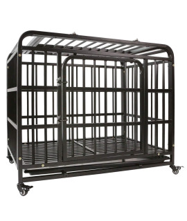 AGESISI Heavy Duty Dog Crate - Strong Metal Dog Cage Dog Kennels for Medium and Large Dogs, Pet Playpen Indoor Outdoor with Four Wheels, Self-Locking Latches, 38 inches