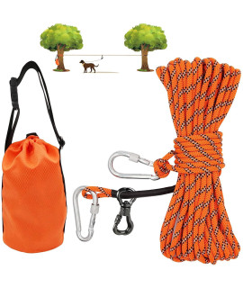 XiaZ Dog Tie Out cable for camping, 50ft Portable Overhead Trolley System for Dogs up to 200lbsog Lead for Yard, camping, Parks, Outdoor Events,5 min Set-up