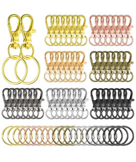 100 Pieces Swivel Clasps Set 50 Piece Lanyard Snap Hooks With 50 Piece Key Chain Rings, Lobster Clasp Keychain Hooks Key Chain Clip Hooks Lobster Claw Clasps For Keychain Jewelry Diy (Multicolored)