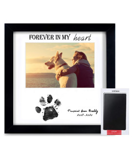 KCRasan Paw Print Kit Frame - Dog Picture Frame Memorial with Pawprints - Dog Paw Print Keepsake for Pet Lover, Pet Memorial Gifts for Dog Loss, Cats Sympathy Gift - black 9x9