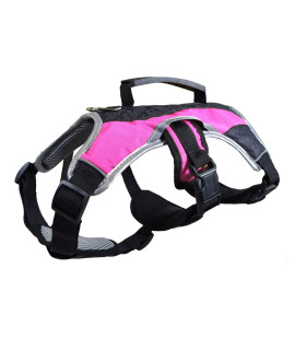 Peak Pooch - No-Pull Dog Harness - Padded, Mesh Fabric Dog Vest with Reflective Trim, Lifting Handles, Velcro and Buckle Straps - Pink Dog Harness - XL