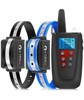 Paipaitek 2 Dog Shcok Collar with Remote Waterproof, Dog Training Collar for 2 Dogs w/Beep, Vibration and Shock, 3300Ft Range Dog Collar for Large Medium Small Dogs, 2 Pack